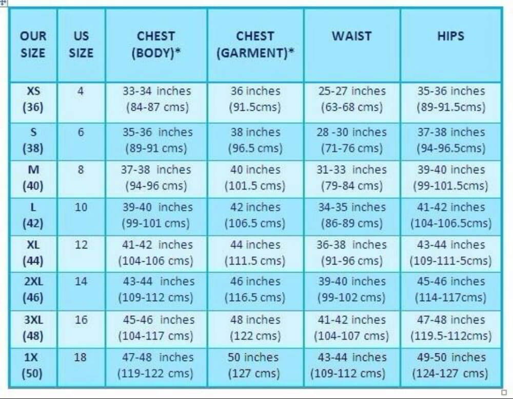 Size chart